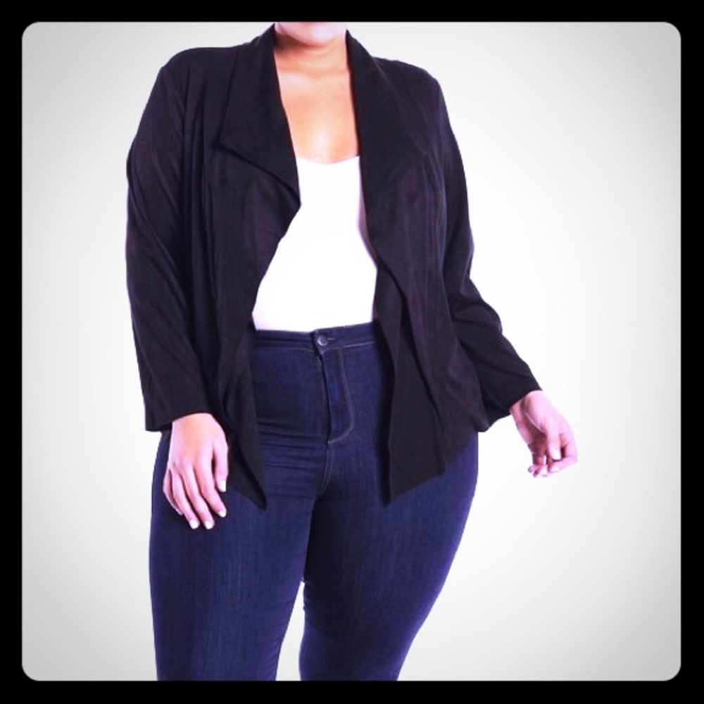 Catherine malandrino faux suede open coat/shirt